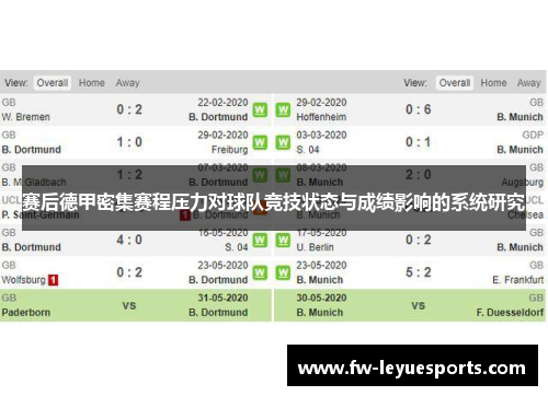 赛后德甲密集赛程压力对球队竞技状态与成绩影响的系统研究 赛后德甲密集赛程压力对球队竞技状态与成绩影响的系统研究